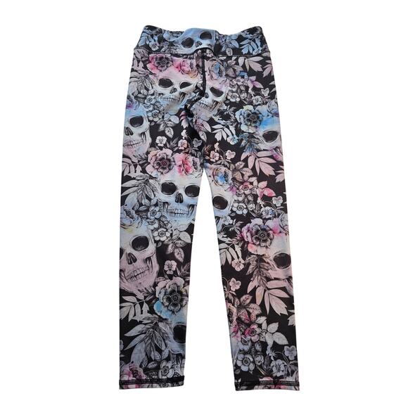 Evolution and Creation Sofia Sugar Skulls floral crop athletic leggings M thrash - Picture 3 of 7